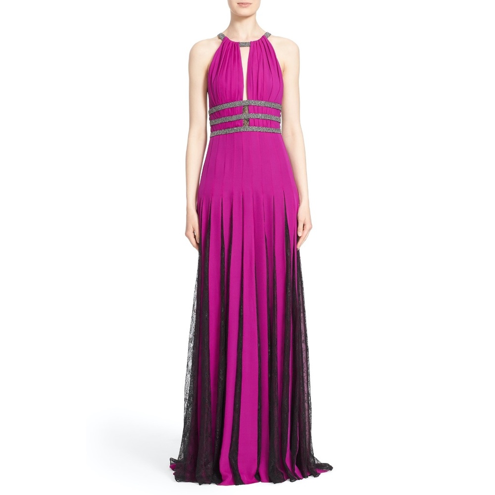 NEW Badgley Mischka Couture Silk Halter Gown, Size 2